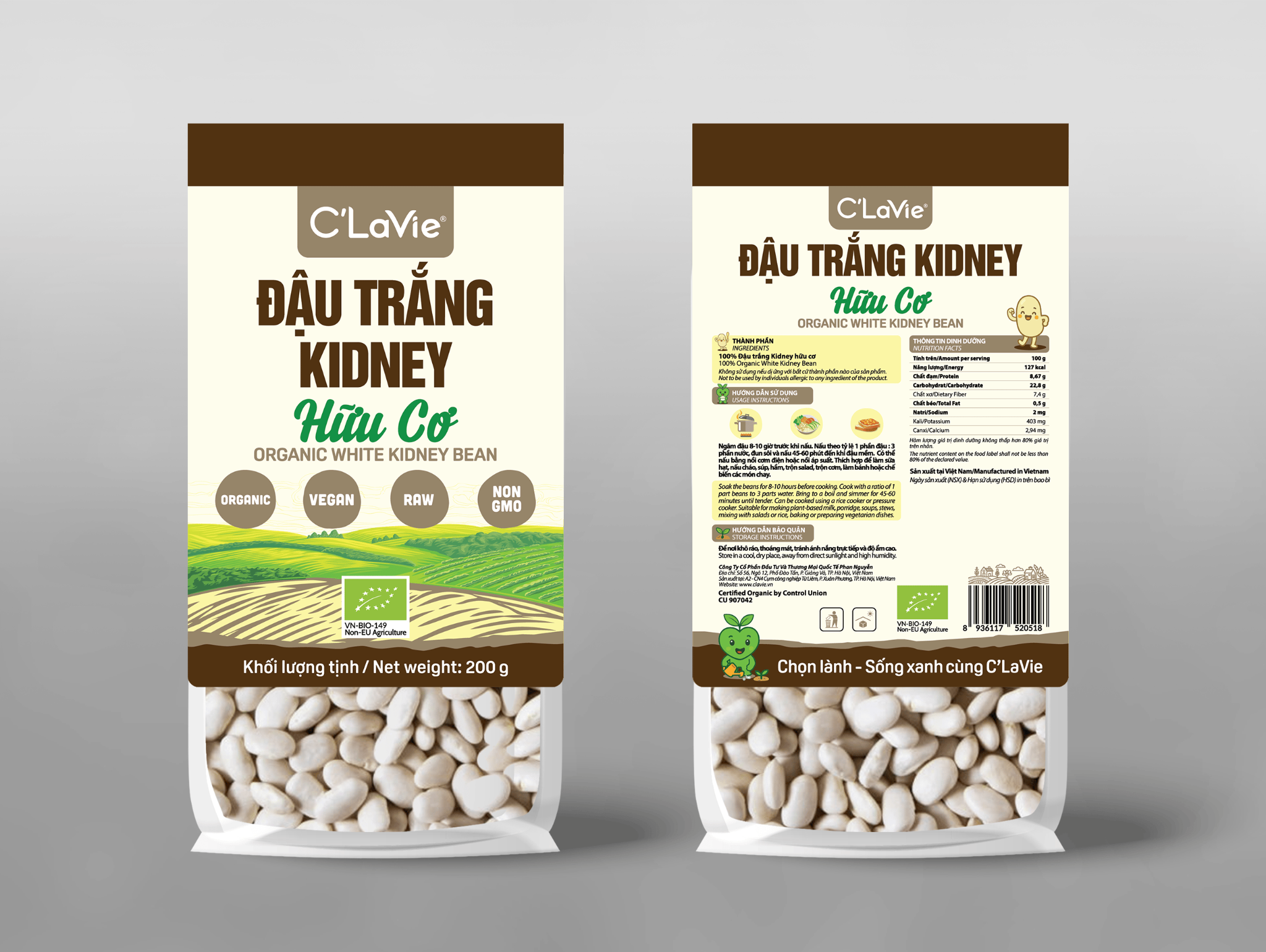 Đậu trắng kidney hữu cơ C'LaVie 200g
