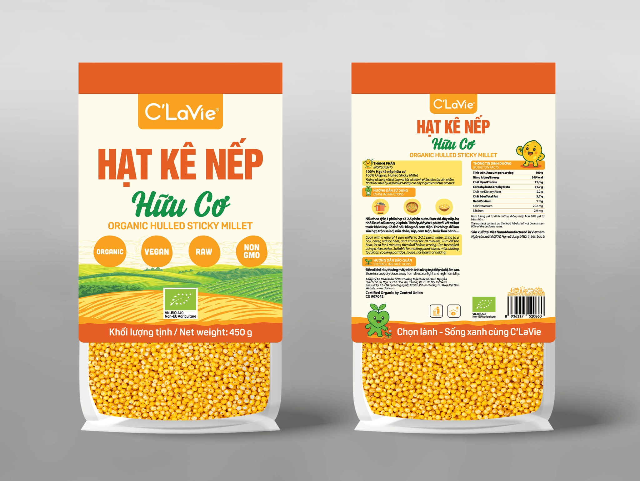 Hạt kê nếp hữu cơ C’LaVie 450g