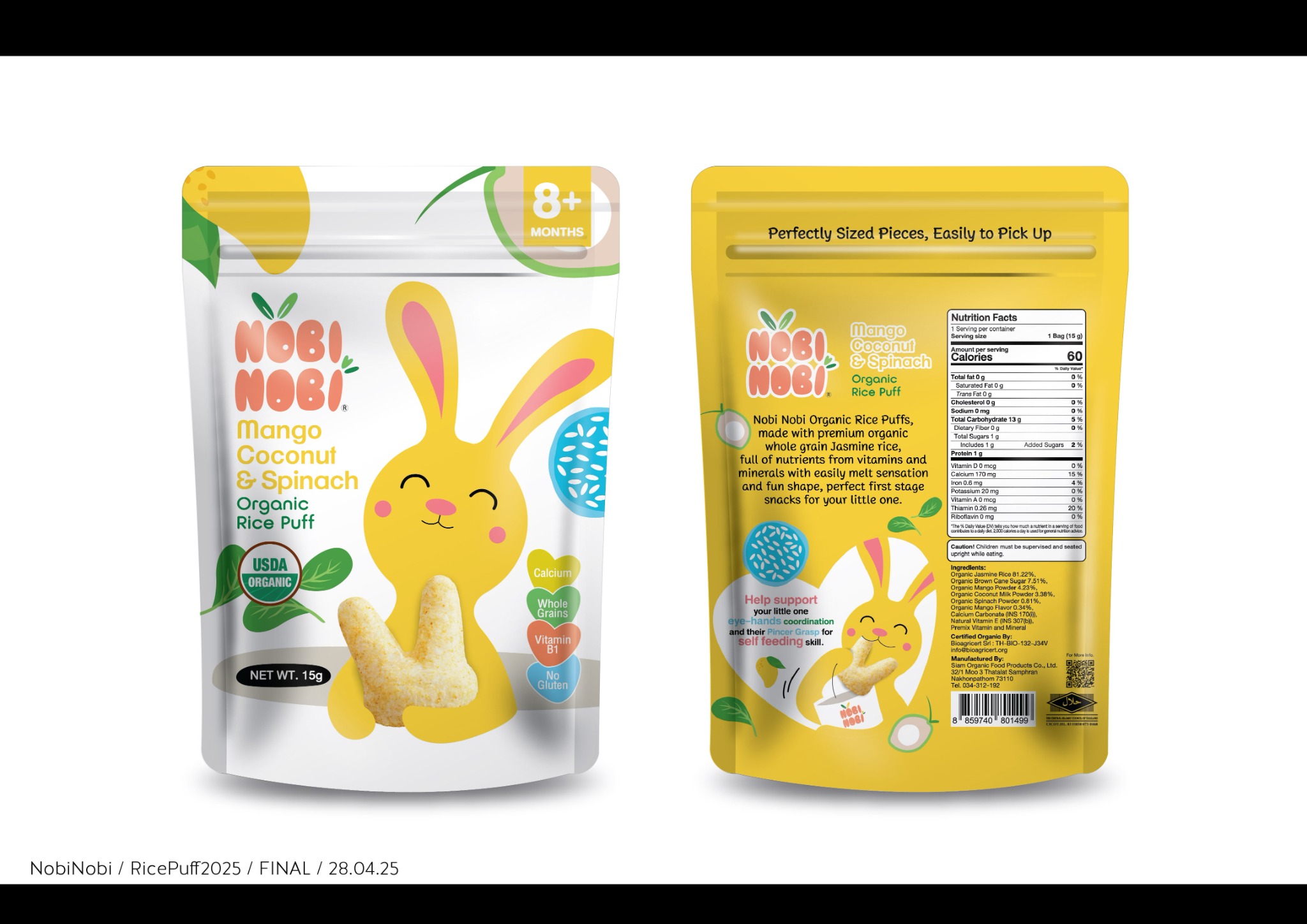 Bánh gạo hữu cơ Nobi Nobi vị xoài, dừa, rau bina 15g