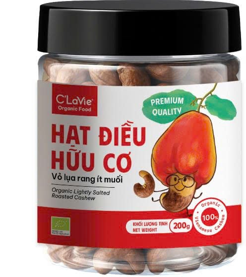 Hạt điều hữu cơ vỏ lụa ít muối C'LaVie 200g