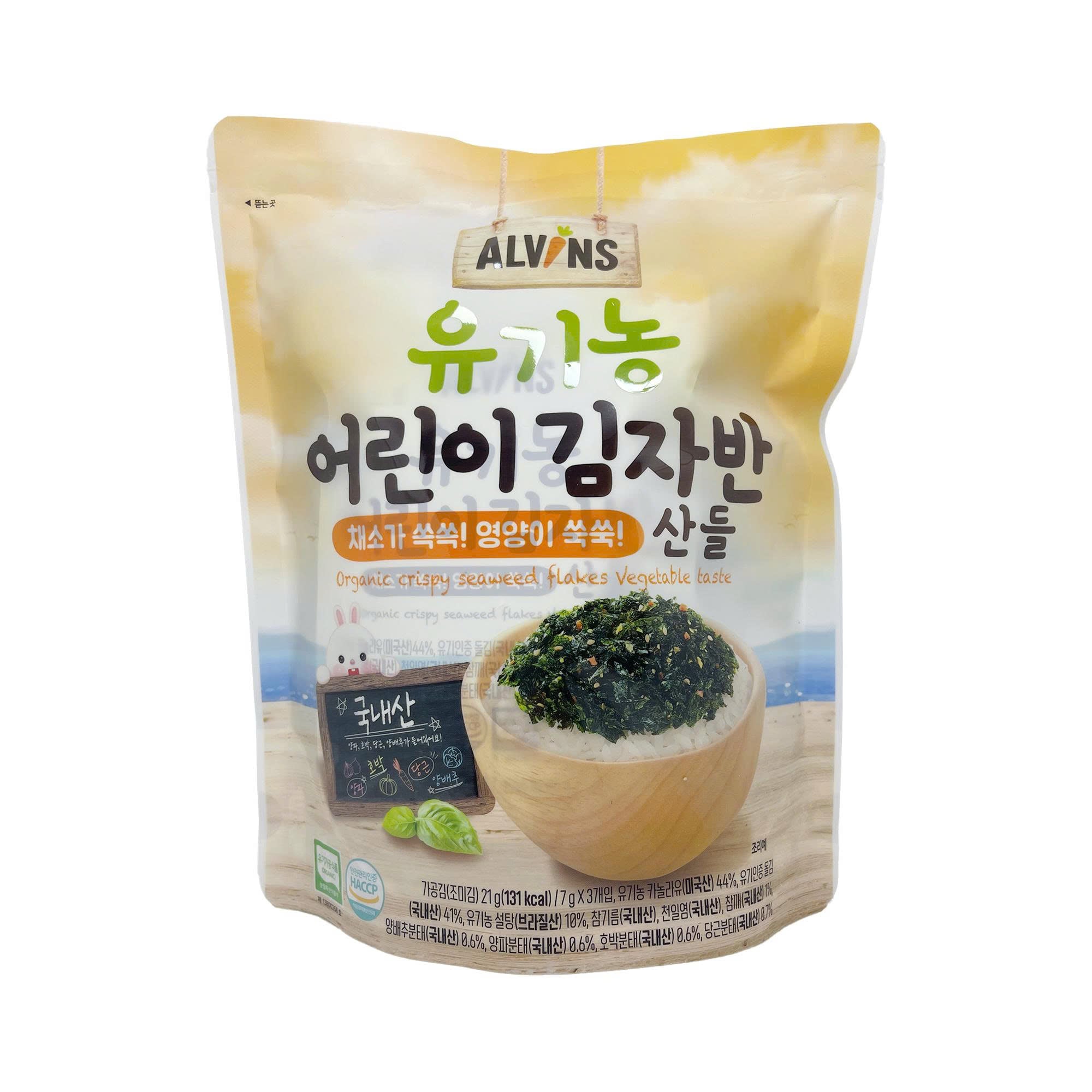 Rong biển rắc cơm hữu cơ vị rau củ Alvins 21g