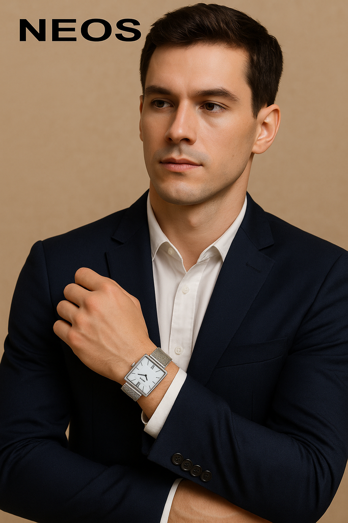 Đồng Hồ Mặt Vuông Neos N-40674M Nam Dây Lưới