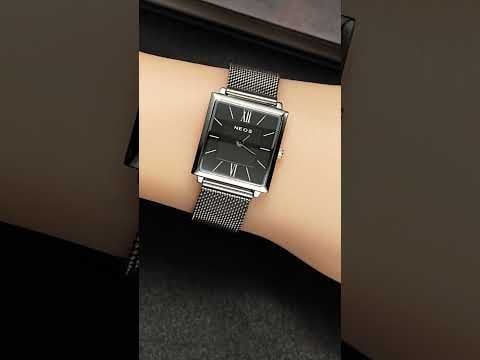 Đồng Hồ Nữ Neos N-40674L Mặt Vuông Dây Lưới