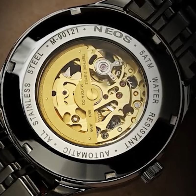 Đồng Hồ Cơ Nam Dây Thép Neos M-90121 Sapphire Bảo Hành chính Hãng 5 Năm