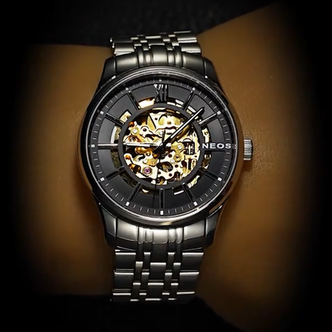 Đồng Hồ Cơ Nam Dây Thép Neos M-90121 Sapphire Bảo Hành chính Hãng 5 Năm