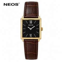 Đồng Hồ Dây Da Nữ Neos N-40674L Sapphire Mặt Vuông