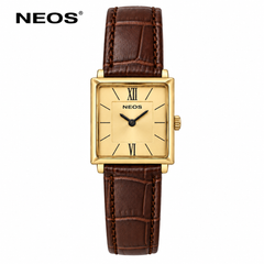 Đồng Hồ Dây Da Nữ Neos N-40674L Sapphire Mặt Vuông