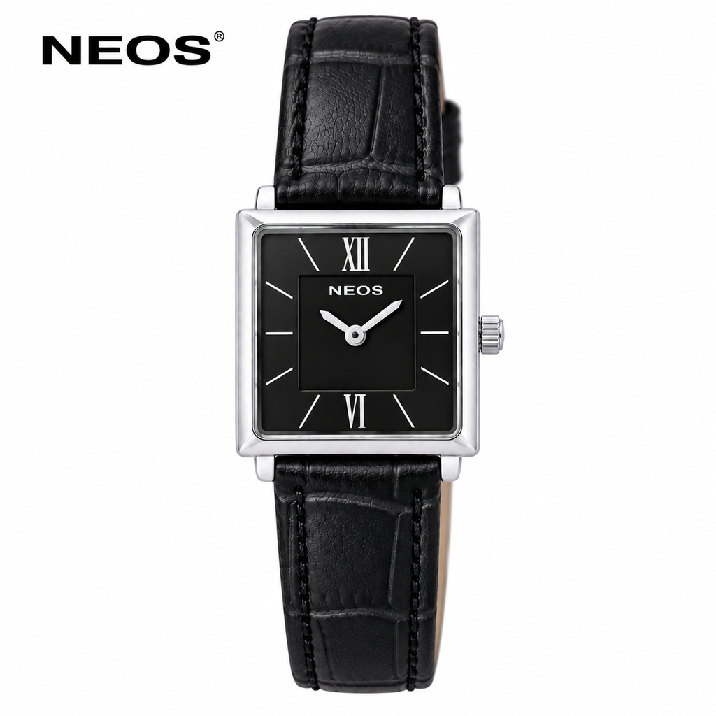 Đồng Hồ Dây Da Nữ Neos N-40674L Sapphire Mặt Vuông