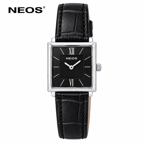 Đồng Hồ Dây Da Nữ Neos N-40674L Sapphire Mặt Vuông
