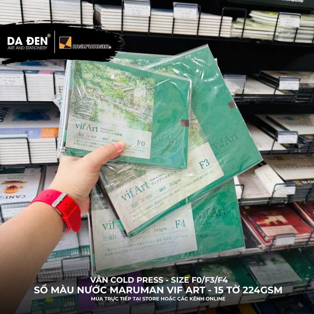 [DA ĐEN] Sổ Màu Nước Chất Lượng Cao Maruman Vif Art Đủ Size F0/F3F4