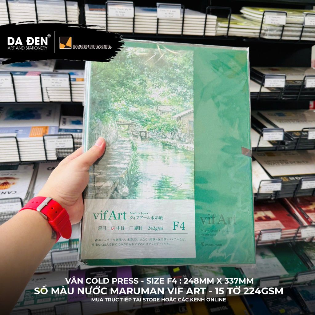 [DA ĐEN] Sổ Màu Nước Chất Lượng Cao Maruman Vif Art Đủ Size F0/F3F4