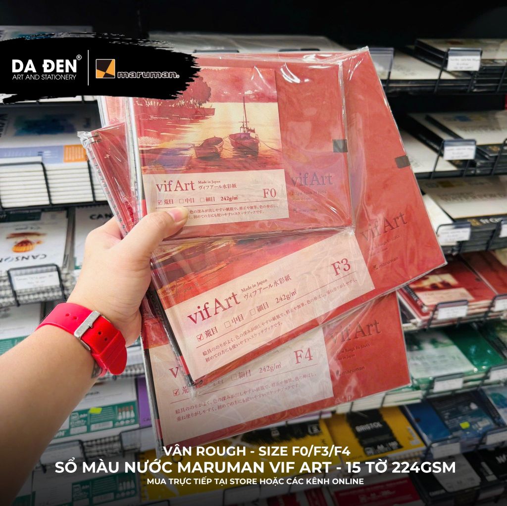 [DA ĐEN] Sổ Màu Nước Chất Lượng Cao Maruman Vif Art Đủ Size F0/F3F4