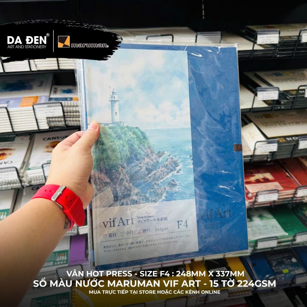 [DA ĐEN] Sổ Màu Nước Chất Lượng Cao Maruman Vif Art Đủ Size F0/F3F4