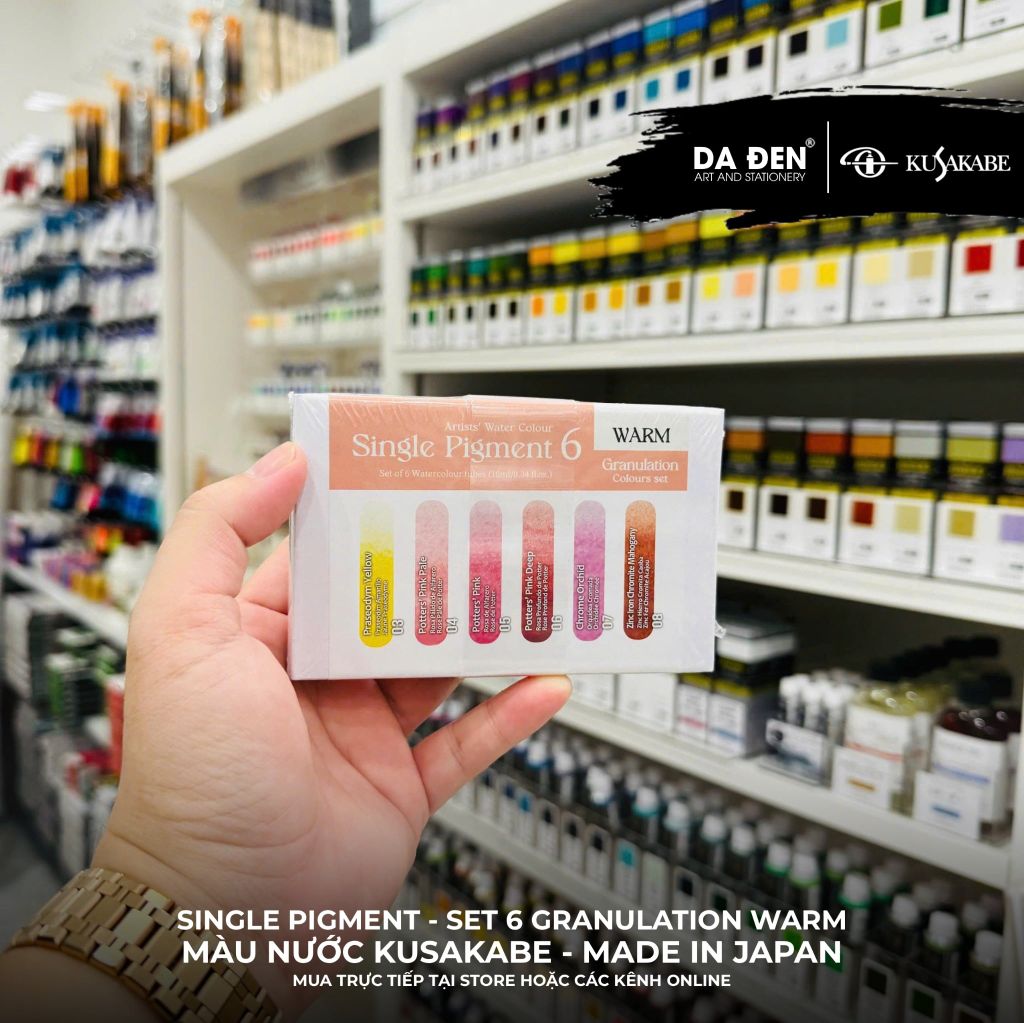 [DA ĐEN] Set 6 Màu Nước Đơn Sắc Single Pigment Kusakabe - made in Japan