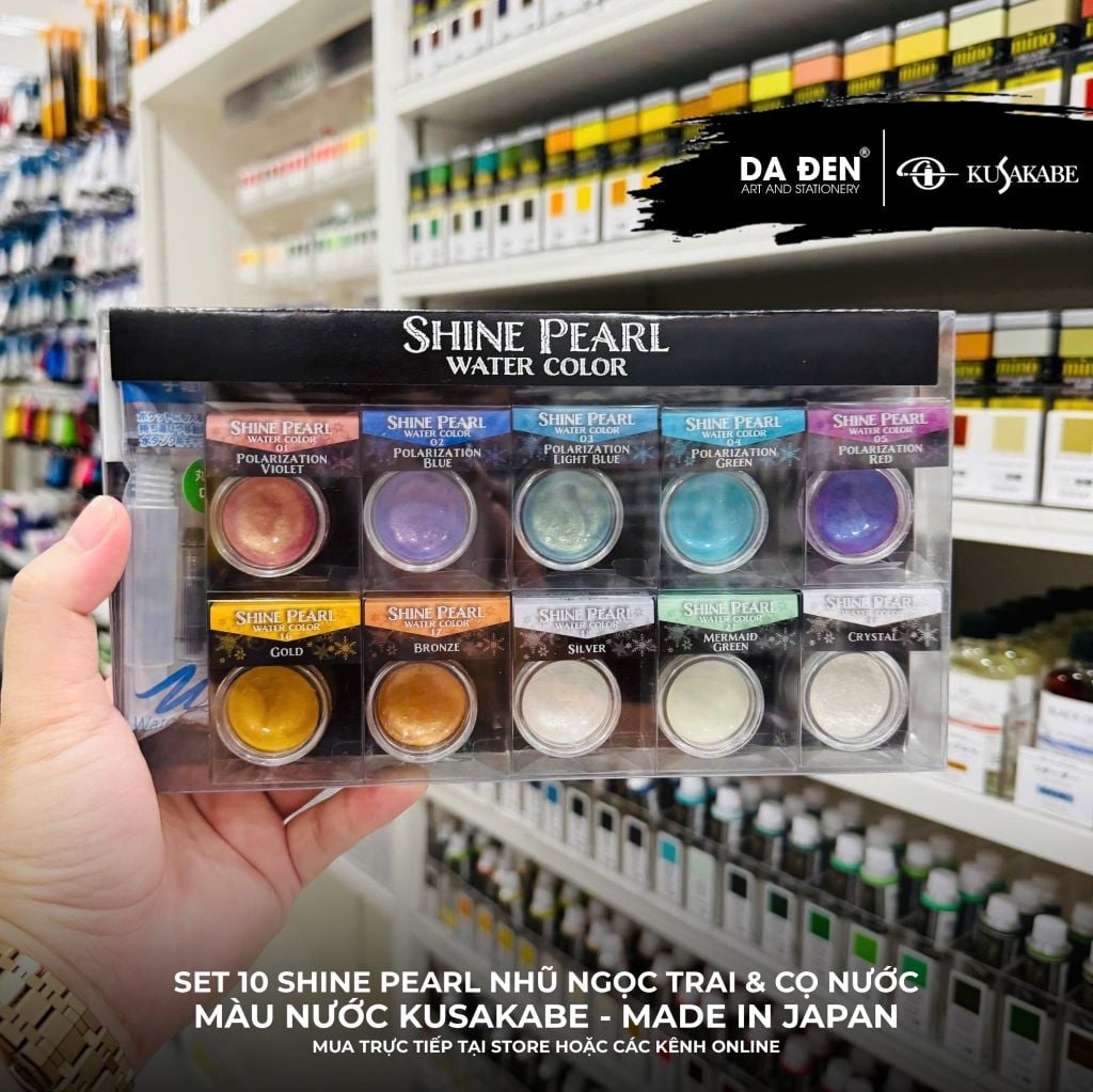 [DA ĐEN] Set 6/10 Màu Nước Nhũ Ngọc Trai Shine Pearl Kusakabe - made in Japan