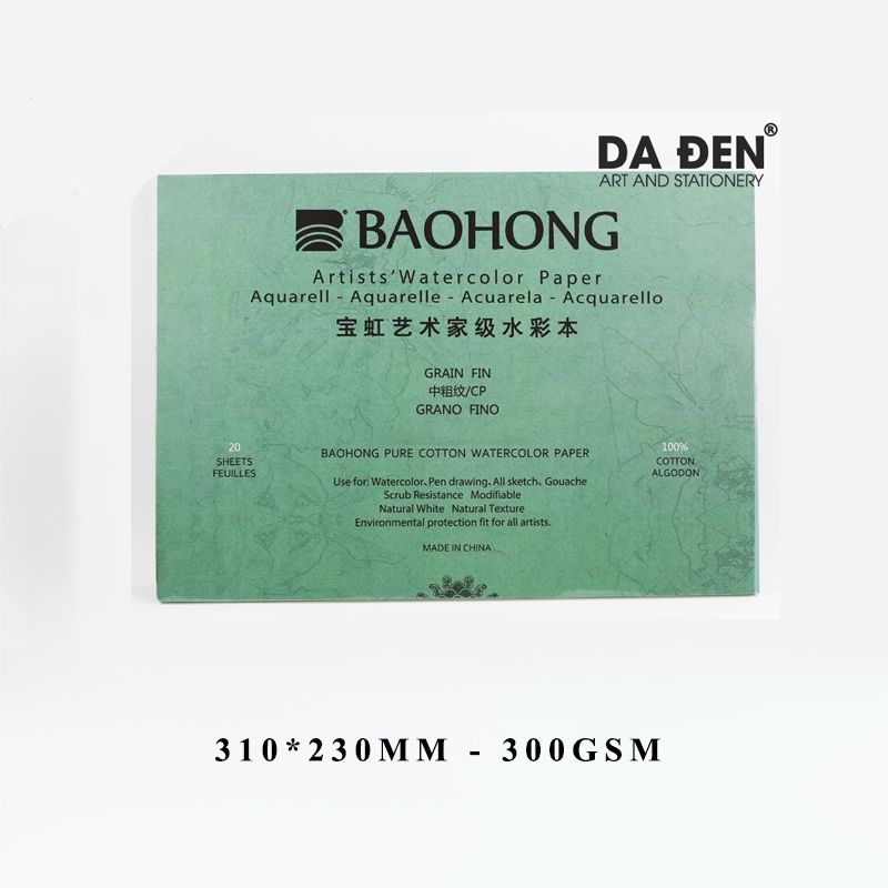 Sổ Vẽ Cao Cấp Baohong Artist's 300gsm 100% Cotton (Cold Press)