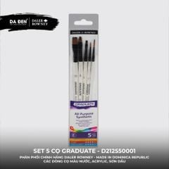 [DA ĐEN] Set 5 Cọ D212550001 Graduate của Daler Rowney Phù hợp cho cả Màu Nước, Acrylic, và Sơn Dầu
