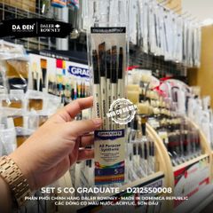 [DA ĐEN] Set 5 Cọ D212550008 Graduate của Daler Rowney Phù hợp cho cả Màu Nước, Acrylic, và Sơn Dầu