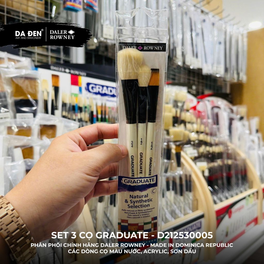 [DA ĐEN] Set 3 Cọ D212530005 Graduate của Daler Rowney Lông Chồn & Sợi Nhân Tạo Tổng Hợp