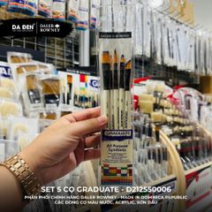 [DA ĐEN] Set 5 Cọ D212550006 Graduate của Daler Rowney Phù hợp cho cả Màu Nước, Acrylic, và Sơn Dầu