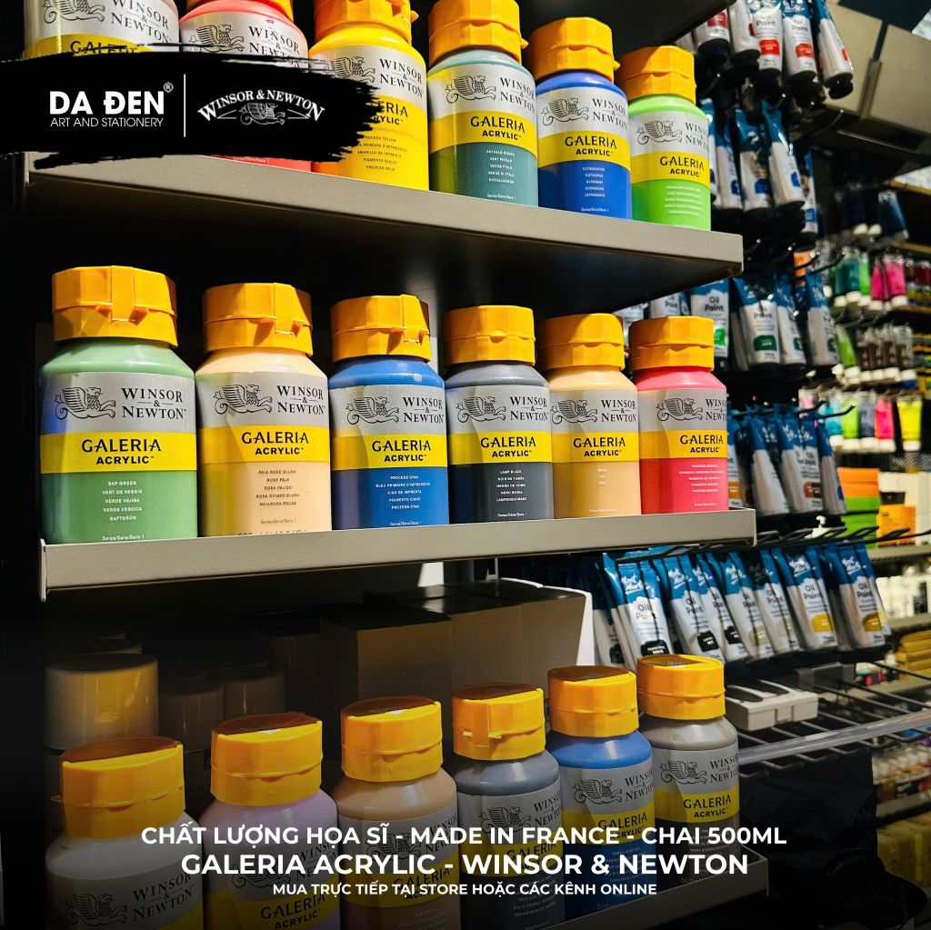 [DA ĐEN] Màu Acrylic Hạng Họa Sĩ Galeria Acrylic Của Hãng Winsor & Newton - Dung tích 500ml