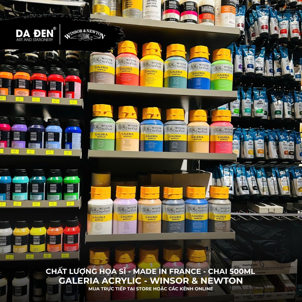 [DA ĐEN] Màu Acrylic Hạng Họa Sĩ Galeria Acrylic Của Hãng Winsor & Newton - Dung tích 500ml