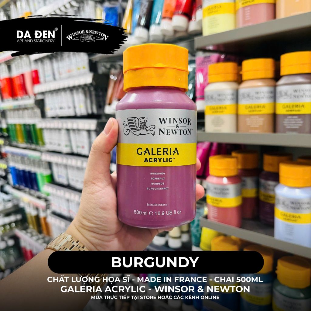 [DA ĐEN] Màu Acrylic Hạng Họa Sĩ Galeria Acrylic Của Hãng Winsor & Newton - Dung tích 500ml