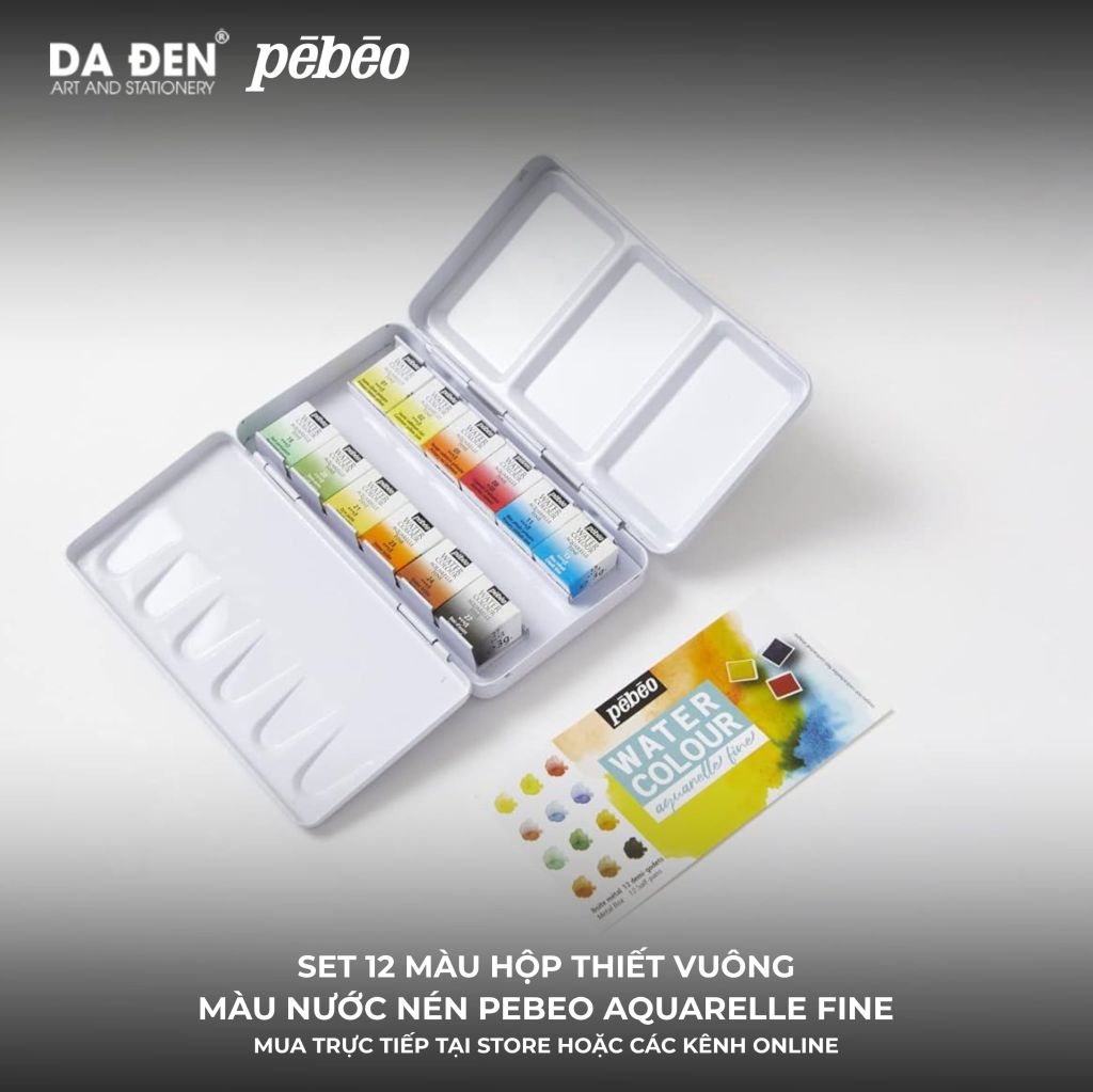 Màu Nước Cao Cấp Pebeo 12 Màu - Hộp Thiếc Pocket