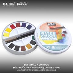 Màu Nước Cao Cấp Pebeo 12~24 Màu - Hộp Thiếc Tròn