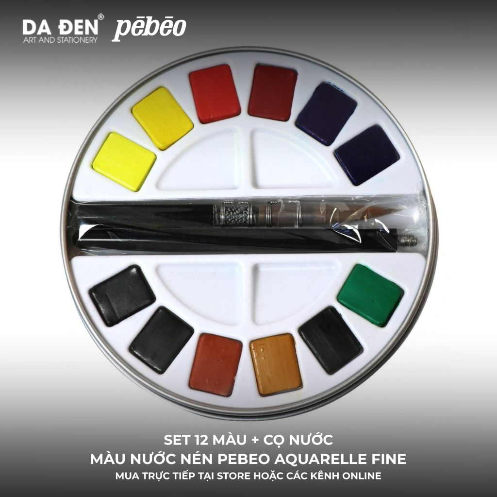 Màu Nước Cao Cấp Pebeo 12~24 Màu - Hộp Thiếc Tròn