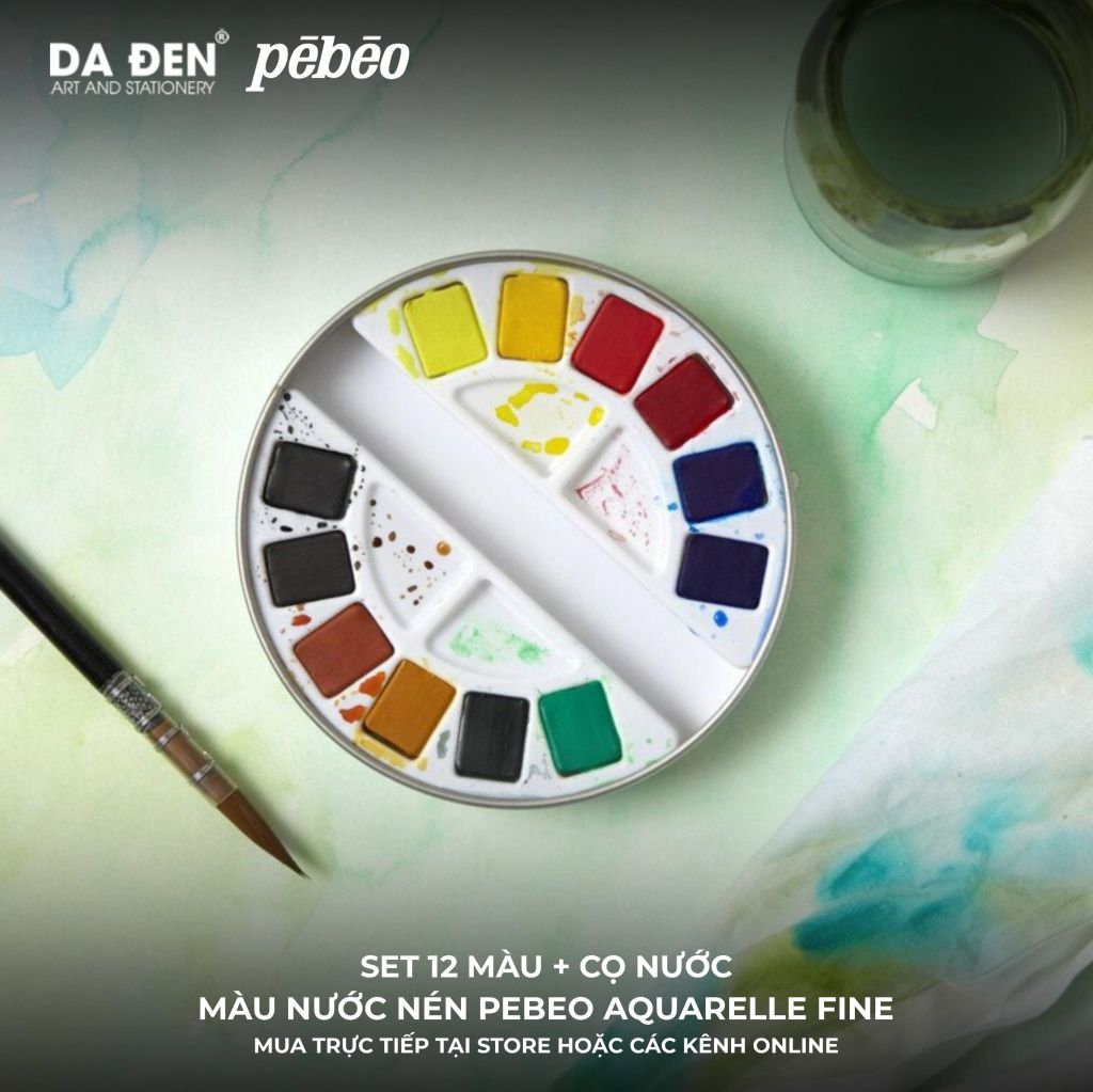 Màu Nước Cao Cấp Pebeo 12~24 Màu - Hộp Thiếc Tròn