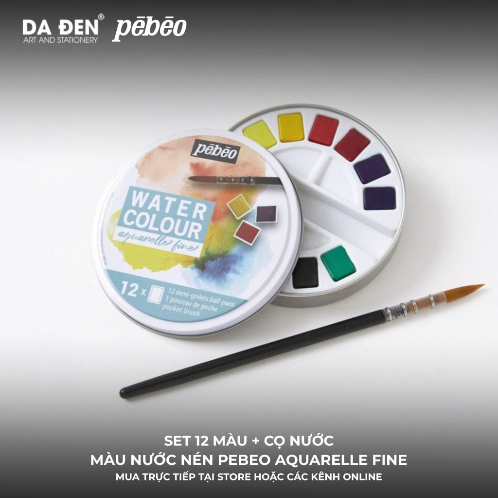 Màu Nước Cao Cấp Pebeo 12~24 Màu - Hộp Thiếc Tròn