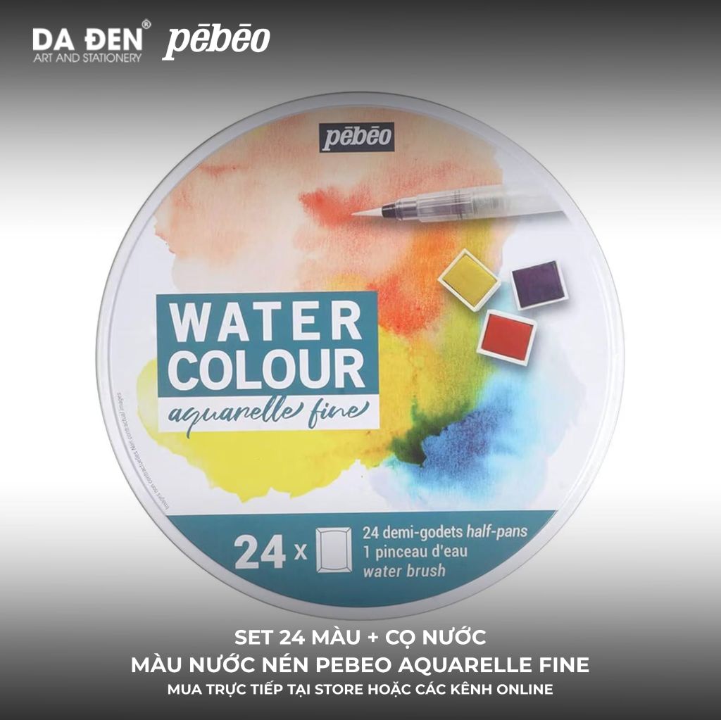 Màu Nước Cao Cấp Pebeo 12~24 Màu - Hộp Thiếc Tròn