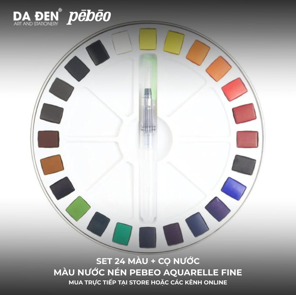 Màu Nước Cao Cấp Pebeo 12~24 Màu - Hộp Thiếc Tròn