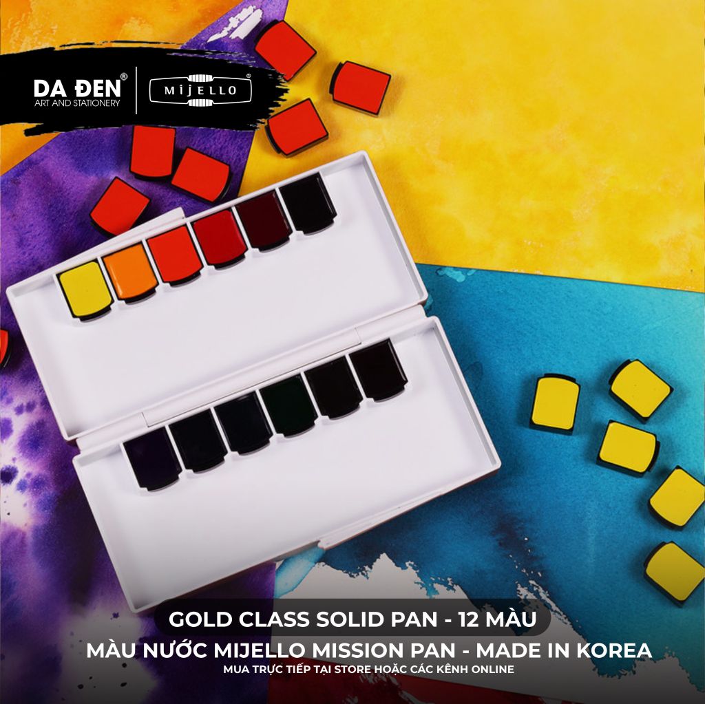 [DA ĐEN] Màu Nước Nén Mijello Mission Pan Watercolor - Dòng Gold Class và Triple Solid