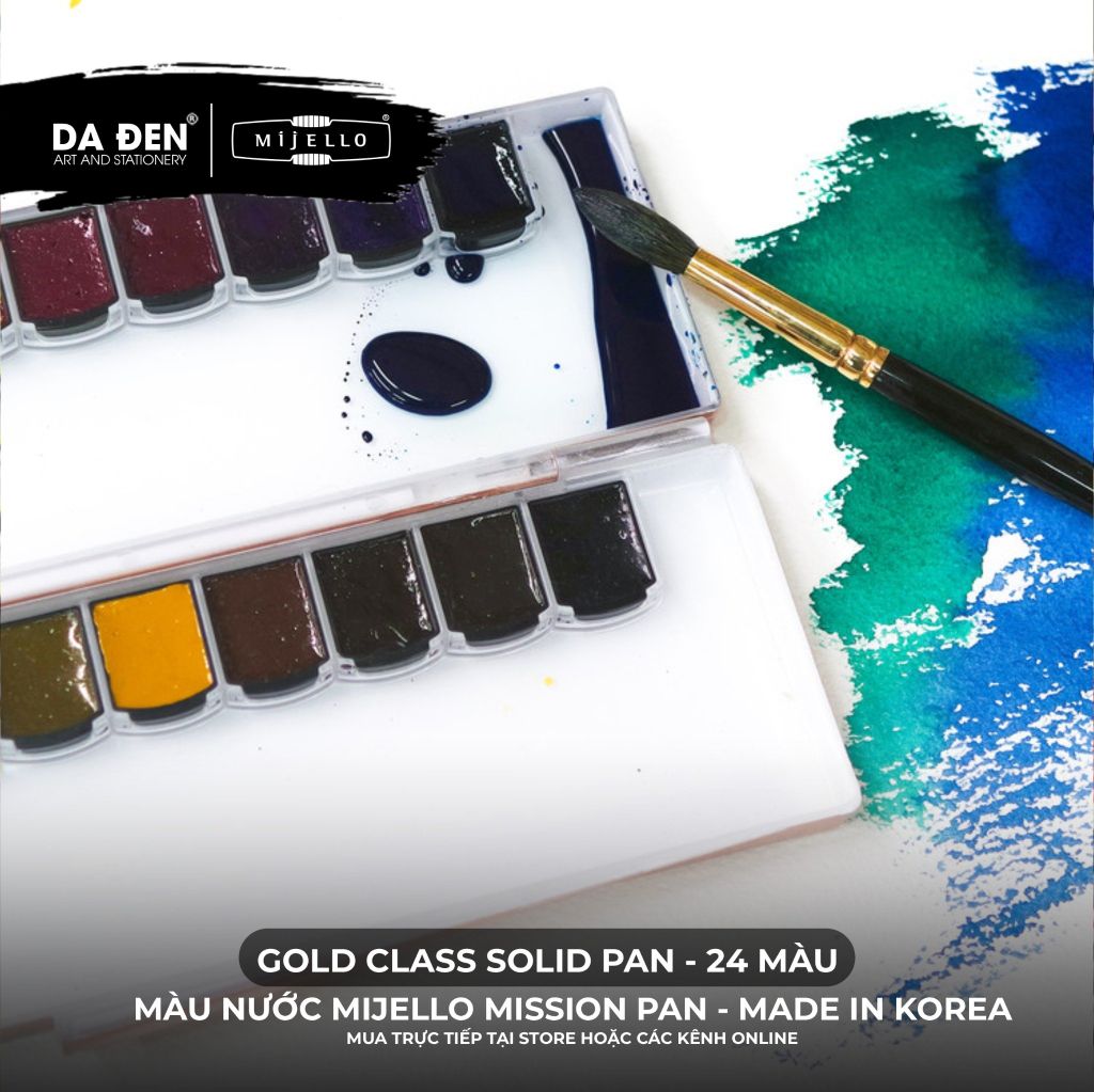 [DA ĐEN] Màu Nước Nén Mijello Mission Pan Watercolor - Dòng Gold Class và Triple Solid