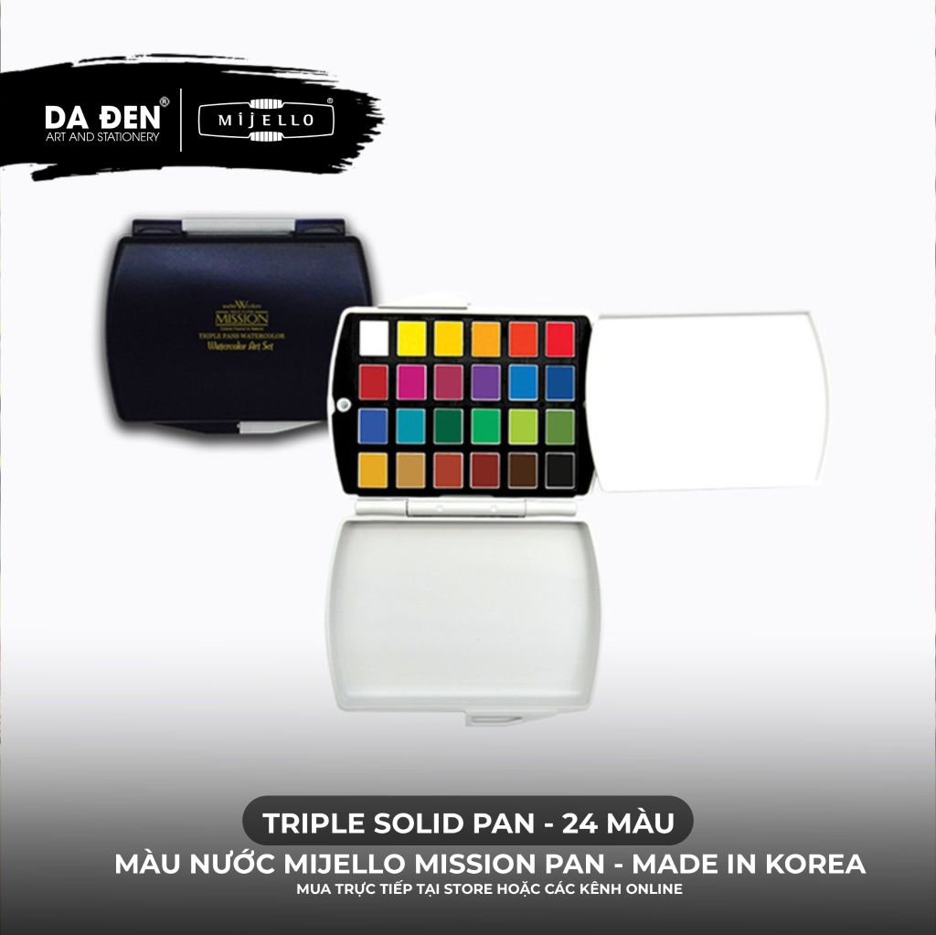 [DA ĐEN] Màu Nước Nén Mijello Mission Pan Watercolor - Dòng Gold Class và Triple Solid