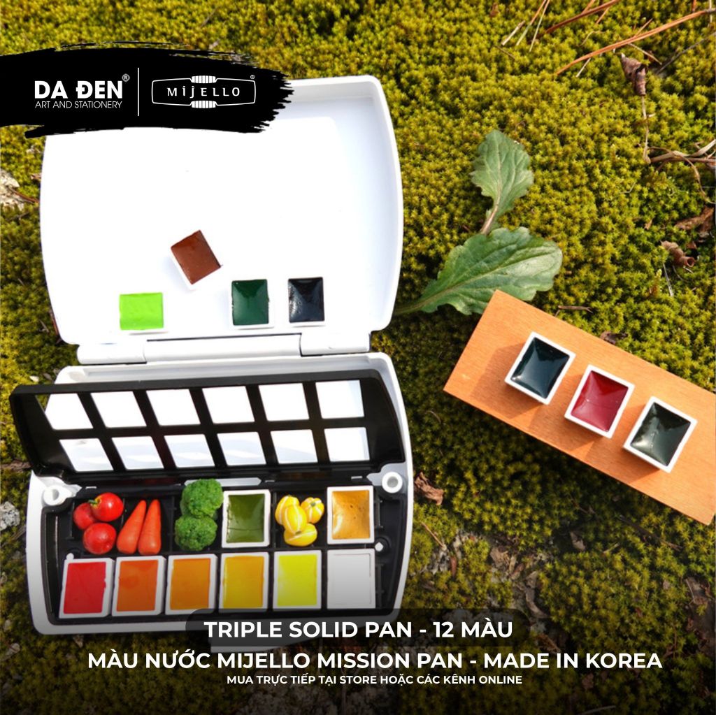 [DA ĐEN] Màu Nước Nén Mijello Mission Pan Watercolor - Dòng Gold Class và Triple Solid