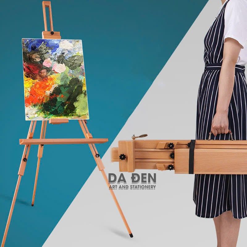 [DA ĐEN] Giá Vẽ Gỗ Sồi Tripod 3 Chân Hosenart (Mã SJ)