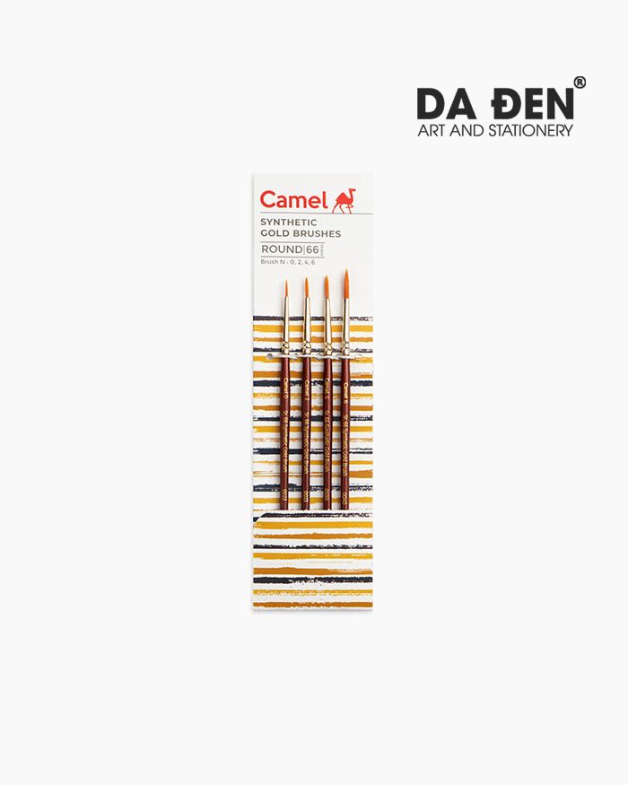Cọ Vẽ Camel Synthetic Gold Brushes - Set 4 Cọ Tròn