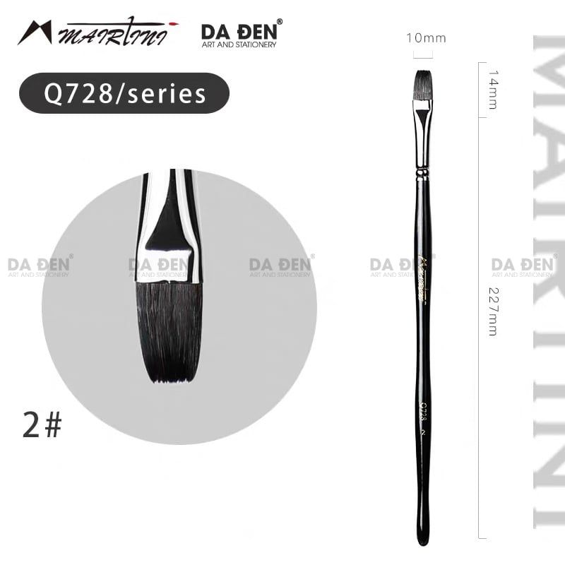 Cọ Vuông Mairtini Cao Cấp Dòng 728 (Thân Đen) - Mix Lông Sóc