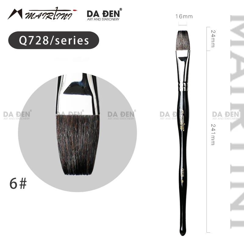 Cọ Vuông Mairtini Cao Cấp Dòng 728 (Thân Đen) - Mix Lông Sóc