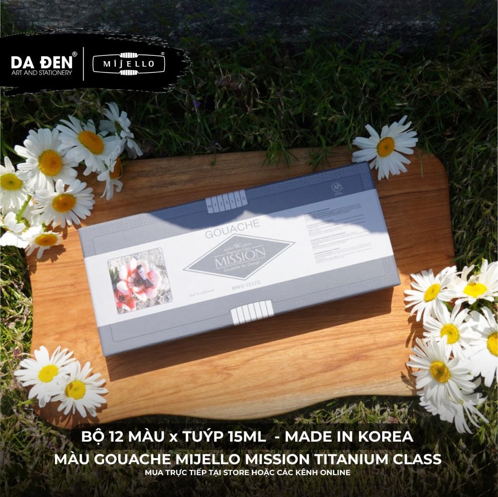 [DA ĐEN] Bộ Màu Gouache Mijello Mission Titanium Class Cao Cấp - Bộ 12/34 x 15ml