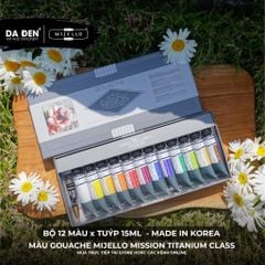 [DA ĐEN] Bộ Màu Gouache Mijello Mission Titanium Class Cao Cấp - Bộ 12/34 x 15ml