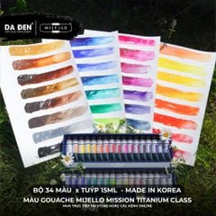 [DA ĐEN] Bộ Màu Gouache Mijello Mission Titanium Class Cao Cấp - Bộ 12/34 x 15ml