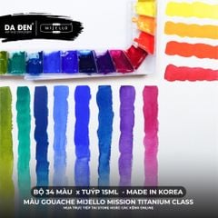 [DA ĐEN] Bộ Màu Gouache Mijello Mission Titanium Class Cao Cấp - Bộ 12/34 x 15ml