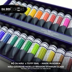[DA ĐEN] Bộ Màu Gouache Mijello Mission Titanium Class Cao Cấp - Bộ 12/34 x 15ml