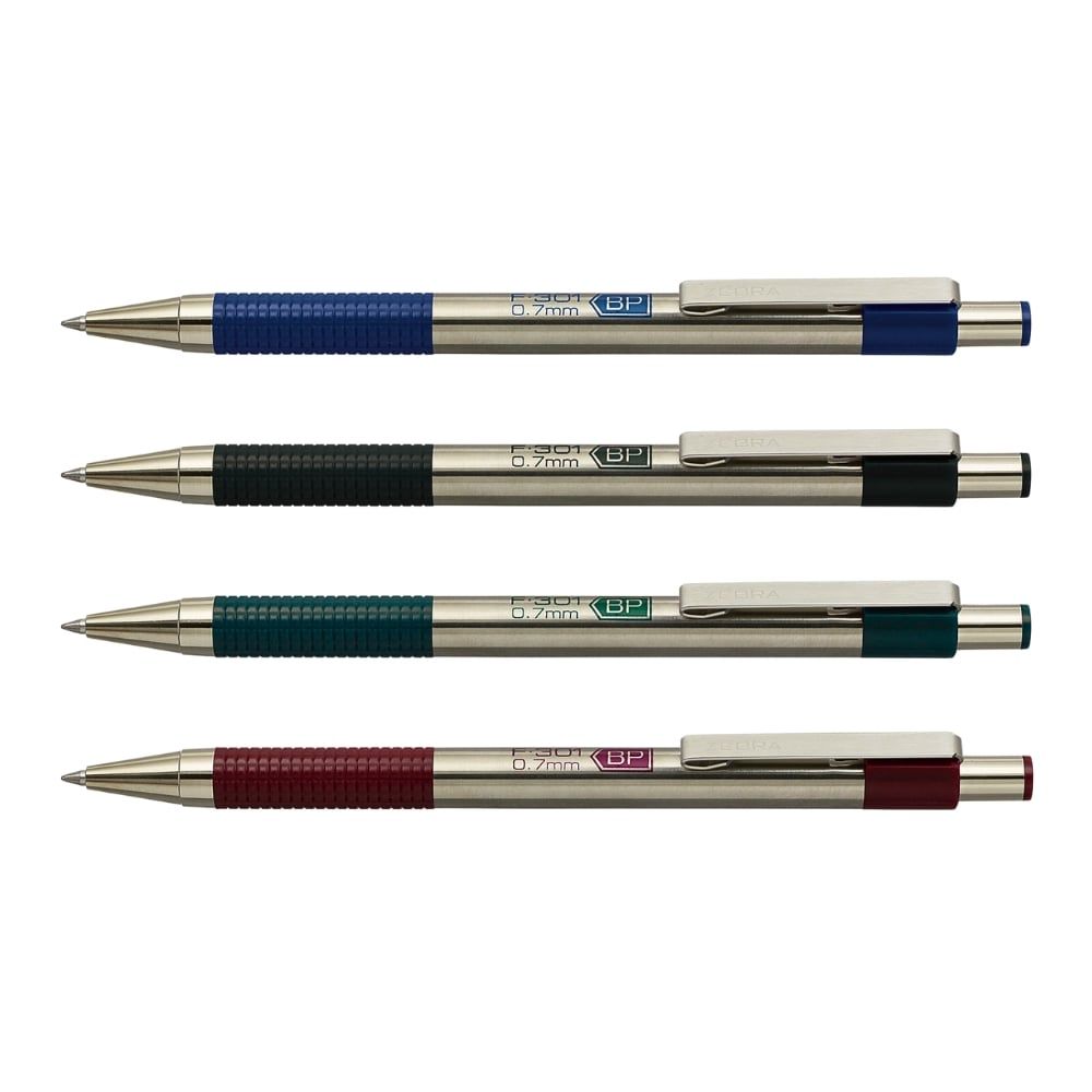 Bút Bi Zebra Thân Kim Loại F301 – Ngòi 0.7mm (Mực Xanh)