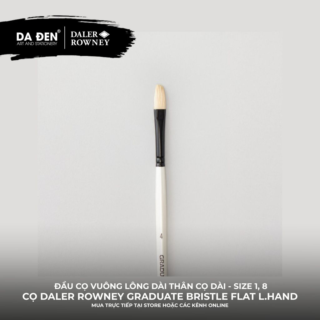 [DA ĐEN] Cọ Vuông Lông Dài Thân Dài Daler Rowney Graduate Long Handle Bristle Flat Brush