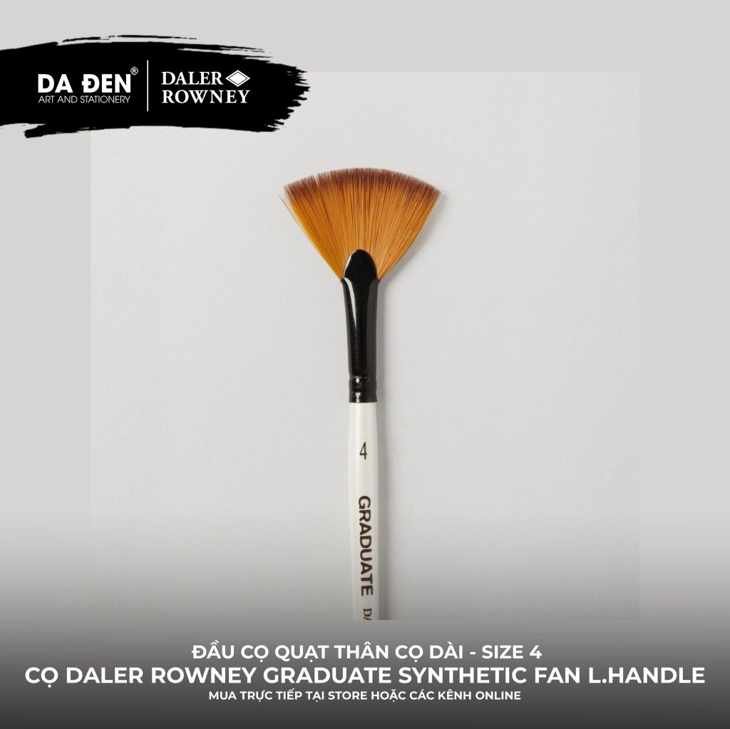 [DA ĐEN] Cọ Quạt Sợi Nylon Thân Dài Daler Rowney Graduate Synthetic Fan Blender Brush Size 4